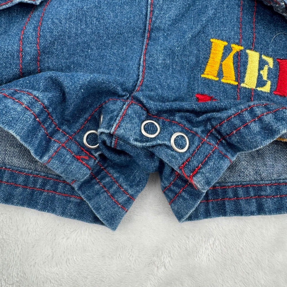 Kids Construction Theme Denim Shortalls 18 Months Vintage Embroidered Overalls - Picture 4 of 6